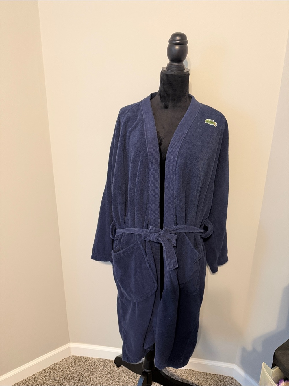 Lacoste Navy Blue Terry Robe / Unisex - Picture 6 of 7